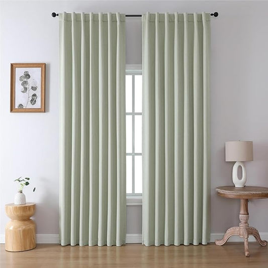 Joydeco Custom Blackout Curtains for Bedroom, Total Blackout Curtains Back Tab & Rod Pocket, Solid Thermal Insulated Window Drapes Luxury Decor for Living Room 1 Panel (Custom Size, Sage Green)-CubbioJoy