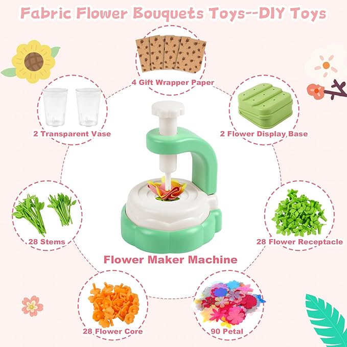 DIY Arts and Crafts Kits for Kids Ages 4-8-12 Flower Bouquet Toys Craft Kit for 4 5 6 7 8 Year Old Girls Ideas Birthday Gift,Classroom Educational Activity Toy for Toddler Kids Boys-CubbioJoy