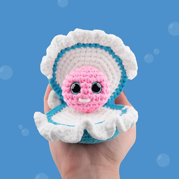 Cookie Box Crochet Kit for Beginners - Learn to Craft Amigurumi Stuffed Animals - Knitting Gift for Kids and Adults - Beginner-Friendly Yarn - Stitch-by-Stitch Video Tutorial - Oyster Pearl-CubbioJoy