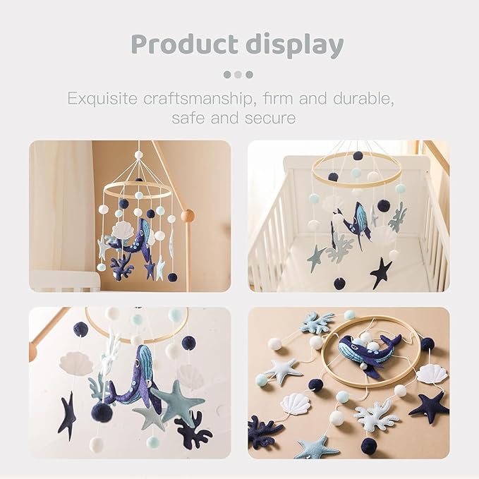 Baby Mobile Wind Chime Sea Creatures, Whale Mobile Wind Chime, Baby Bed Hanging Game Mobile for Children's Room Children's Bed Decor-CubbioJoy