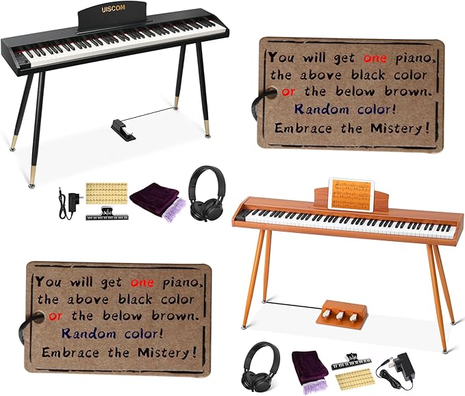 Digital Piano Keyboard 88 Key Semi-Weighted for Beginners,Full Size Electric Piano with Stand,Triple Pedal,Adapter,Sheet Music Stand,Headphone,USB-MIDI Compatible,Wood Brown or black-CubbioJoy