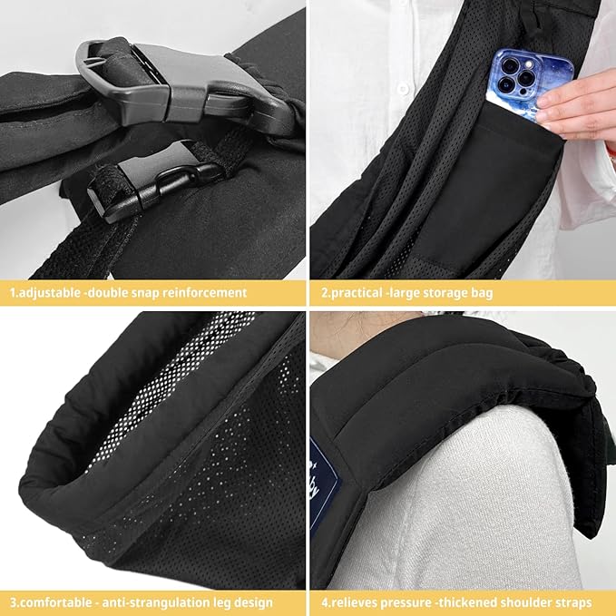 CUBY Mesh Baby Sling Carrier, Breathable Lightweight Baby Wraps Sling with Adjustable Strap Storage Bag- Easy to Wearing Front Baby Slings for Newborn Infant Toddler Carry Up to 40lbs (Black Mesh)-CubbioJoy