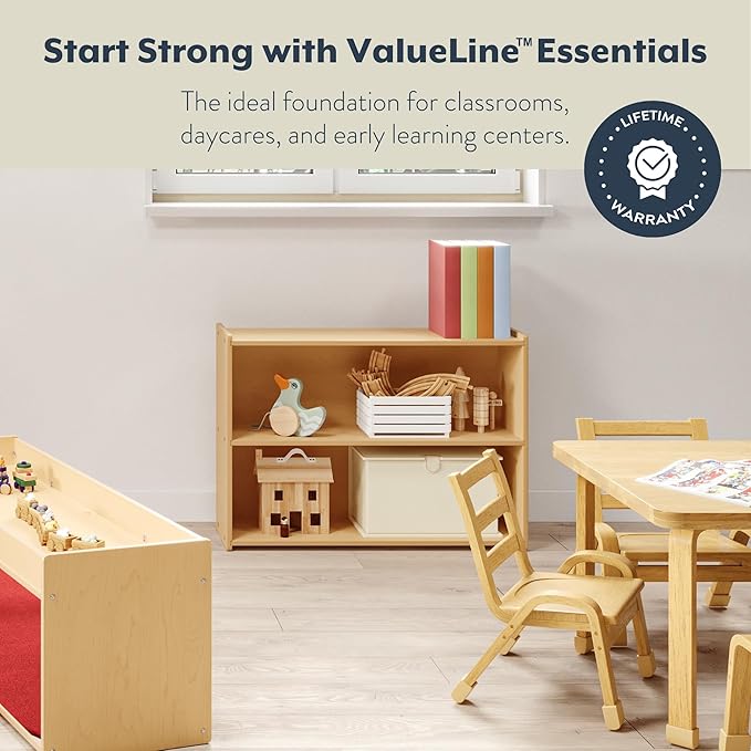 Angeles Value Line Narrow 2-Shelf Storage, Classroom Shelves and Daycare Furniture, Kids' Bookcases Cabinets & Shelves, 36" L x 12" W x 26" H-CubbioJoy