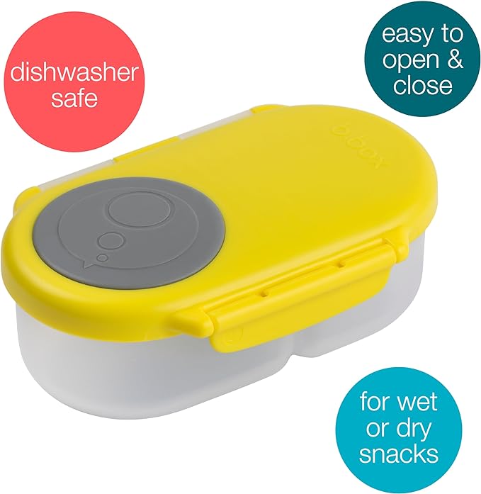 b.box Snack Containers for Kids, Toddler Snack Box Container, Reusable Small Bento Box for Lunch, School & Travel, Leak Proof, BPA free, Dishwasher Safe, Ages 4 months+ (Lemon Sherbet, 12oz capacity)-CubbioJoy
