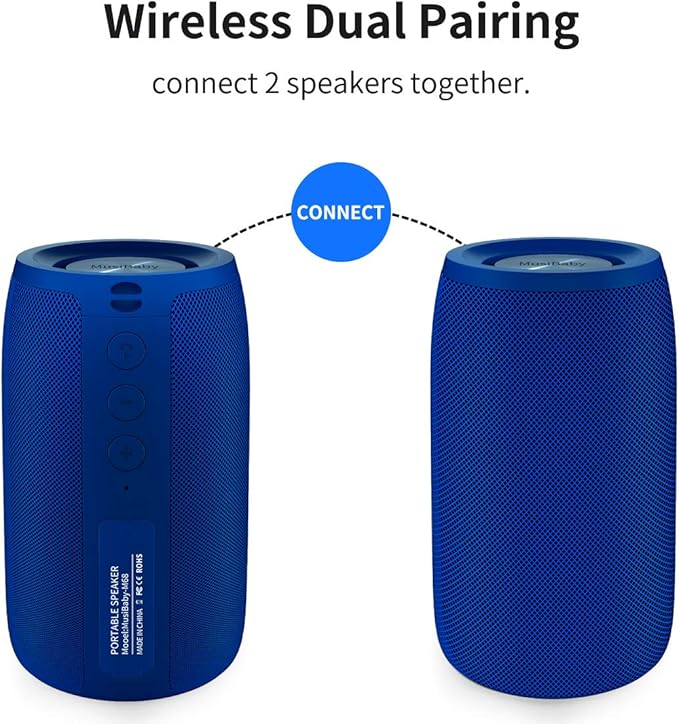 Bluetooth Speaker,MusiBaby Wireless,Waterproof,Outdoor,Portable Speaker,Dual Pairing,Loud Stereo,Booming Bass,24H Playtime Wireless Speakers for Home,iPhone,Party,Gifts(Blue)-CubbioJoy