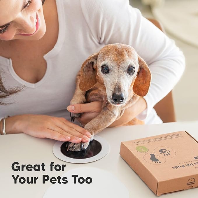 2-Pack Round Inkless Baby Hand and Footprint Kit - Mess Free Ink Pad for Newborn Keepsake, Dog Nose & Paw Print Kit, Clean Touch Ink Pad for Baby Hand & Footprints,Ideal New Mom Gifts (Jet Black)-CubbioJoy