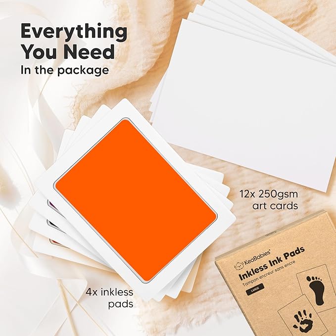 4-Pack Inkless Baby Hand and Footprint Kit - Mess Free Ink Pad for Newborn Keepsake, Dog Nose & Paw Print Kit, Clean Touch Ink Pad for Baby Hand & Footprints, Ideal New Mom Gifts (Halloween, L)-CubbioJoy