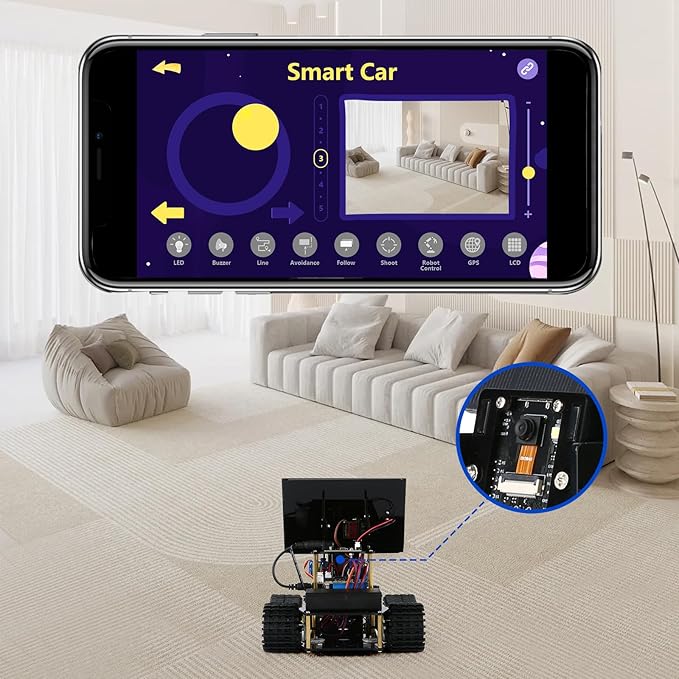 3MP Camera Expansion Pack Smart Car Starter Kit, Robotics Kit for Kids Ages 8-12 12-16, STEM Toys Coding Robot Kit for Teens & Adults(QD002)-CubbioJoy