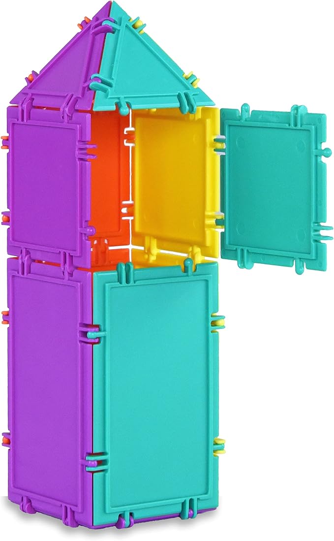 3D Building Set for Learning Math, Includes Many Online Activities,32-pc, Made in USA (Triangle/Rectangle/Square)-CubbioJoy