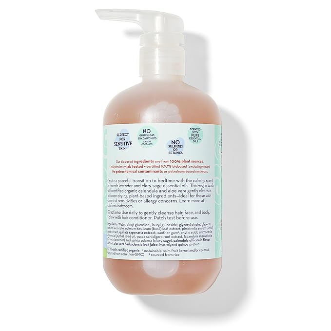 California Baby Calming Baby Shampoo + Baby Wash | 100% Plant-Based | Lavender Body Wash For Sensitive Skin | Hypoallergenic | 562 mL / 19 oz.-CubbioJoy