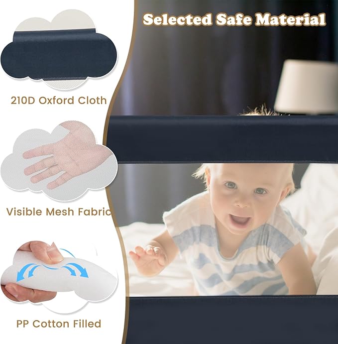 BABY JOY Bed Rails for Toddlers, Extra Long, Swing Down Safety Bed Guard for Convertible Crib, Folding Baby Bedrail for Kids Twin, Double, Full Size Queen & King Mattress (71", Dark Gray)-CubbioJoy
