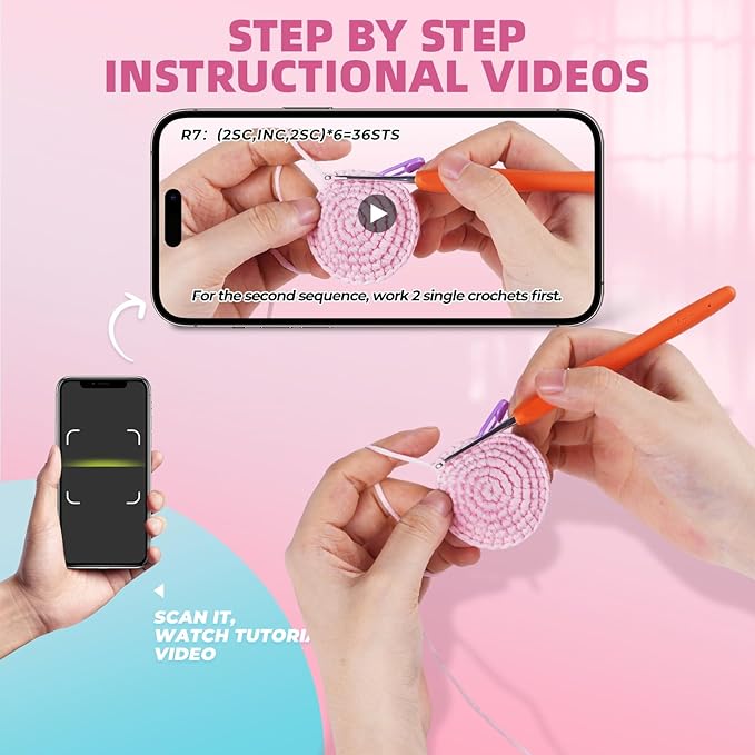 Crochet Kit for Beginners, Crochet Animal Kits,Crocheting Kit for Starters with Step-by-Step Video Tutorials, Beginner Crochet Kits for Adults (2Pack Axolotl)-CubbioJoy