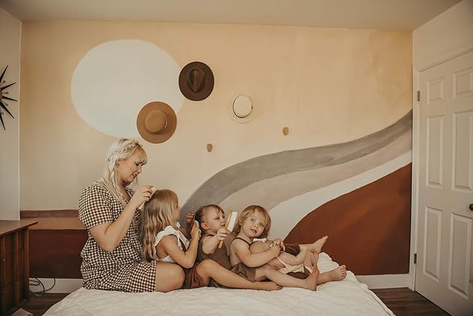 4 Piece Wooden Baby Hair Brush and Comb Set for Newborns & Toddlers in Chic Gift Box - Ultra Soft Natural Goat Hair and Wood Baby Brush Set Prevents Cradle Cap - Perfect Registry Gift (Blue)-CubbioJoy