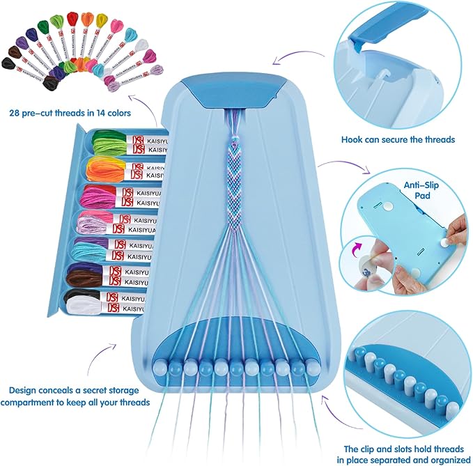 Arts and Crafts for Kids Ages 8-12,Friendship Bracelet Making Kit for Girl,Kids Jewelry Making Kit with 28 Pre-Cut Threads,Christmas Birthday Gifts for Ages 6 7 8 9 10 11 12 Year Old Light Blue-CubbioJoy