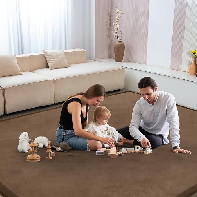 Baby Play Mat for Floor Tummy Time Mat Nursery Rug Muscle Mat Area Rug Playroom Rug Tatami Mat 9'2"x6'7" Memory Foam 1.3" Thick Crawling Mat for Babies,Toddlers, Infants, Kids,Floor Mat,Coffee-CubbioJoy