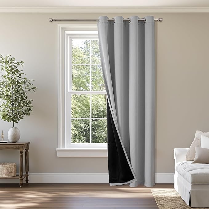 ChrisDowa Custom 100% Blackout Curtains for Bedroom with Black Liner, Double Layers Total Blackout Thermal Insulated Grommet Window Curtains 1 Panel (Custom Size and Color)-CubbioJoy