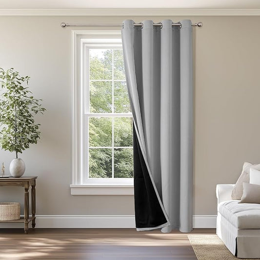 ChrisDowa Custom 100% Blackout Curtains for Bedroom with Black Liner, Double Layers Total Blackout Thermal Insulated Grommet Window Curtains 1 Panel (Custom Size and Color)-CubbioJoy
