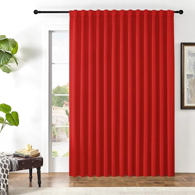 Joydeco Custom Blackout Curtains for Bedroom, 1 Panel Room Darkening Curtains & Drapes for Living Room Window Rod Pocket Back Tab (Custom Size,Red)-CubbioJoy