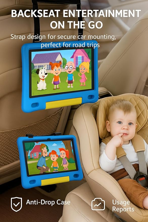 10.1 Inch Kids Tablet with Shockproof Case | Android 14, 64GB+8GB RAM, 12H Battery | Parental Control, Google Kids Space & Preloaded Educational Apps | WiFi 6, HD Display, Ages 3-12-CubbioJoy