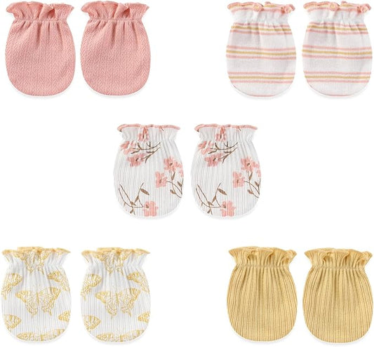 5 Pairs Baby Not Scratch Mittens 0-6 Months New Born Boy Girl Gloves Cute Infant Accessories-CubbioJoy