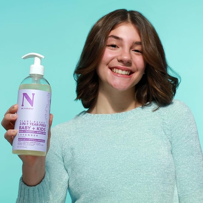 Dr. Natural 3-in-1 Tear-Free Baby Plus Kids Soap - Head-to-Toe Soap and Shampoo - Sensitive Skin Moisturizing Body Wash - Lavender - 16 oz-CubbioJoy