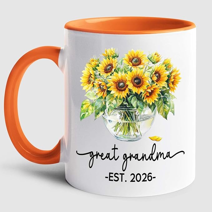 Customized Nickname & Year White Ceramic Mug Gift For First Time Great Grandma, Promoted To Great Grandma Accent Coffee Cup 11Oz 15Oz, Personalized Baby Announcement Coffee Mug For Nanny Granny Mimi-CubbioJoy