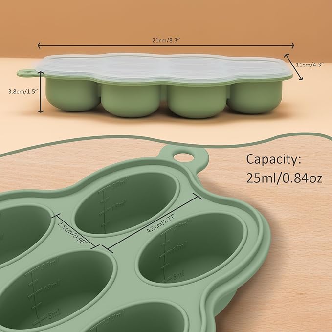 Baby Food Storage Container 2 Pack Silicone Freezer Tray Breast Milk Molds for Homemade Baby Food, Fruit Purees, Vegetable - Keep Your Baby's Meals Fresh and Safe (Matte Blue + Green)-CubbioJoy