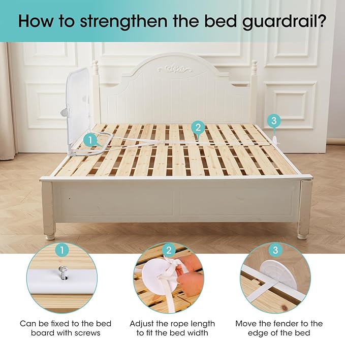 Baby Bed Rail Guard for Toddlers - 35.4" Toddler Bed Rails for Crib,Twin,Full, Queen Bunk Size Bed Swing Down Bedrail Extral Tall Child Safety Side Railing Guards for Kids-CubbioJoy