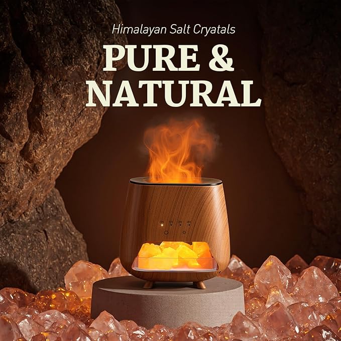 2-in-1 Ultrasonic Aromatherapy Diffuser: Essential Oil Diffuser & Himalayan Salt Lamp, Quiet Scent Diffusers for Home with Cool Mist and Timer Settings-CubbioJoy