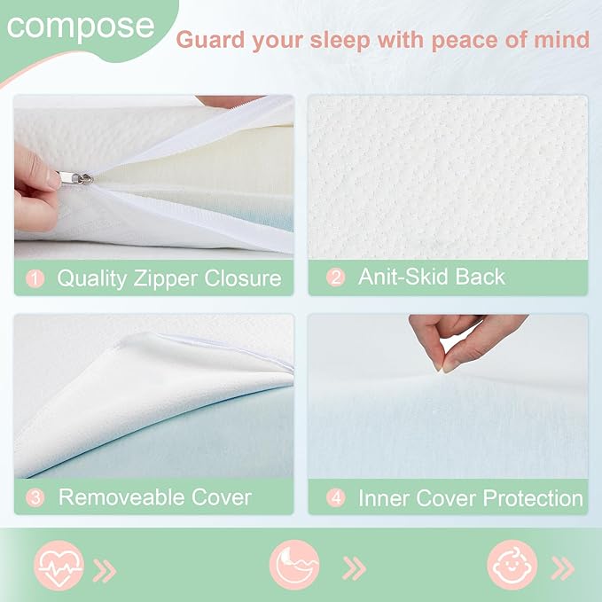 ANGELBLISS Pack and Play Mattress, 38 x 26 Pack N Play Mattress for Baby and Toddlers, Gel Memory Foam Mattress with Removable Cover, Dual Side Premium Playpen Mattress, BM-01-CubbioJoy