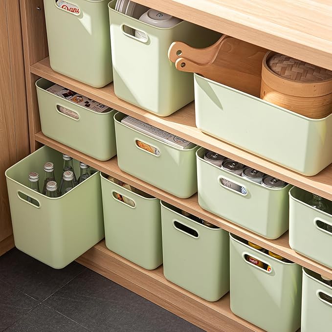 5 pack large plastic White storage bins Baskets, Toy Box Chest with Lids and Handle，Organizer Containers for Baby，Kids,snacks,Nursery，Shelves，Playroom, Bedroom，Office,Closet，home-CubbioJoy