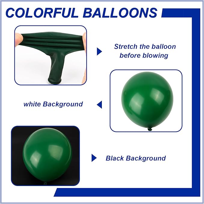 140pcs Night Green Round Balloons Different Sizes 18 12 10 5 Inch Latex Balloons for Arch Decoration Party Balloon Kit for Graduation Birthday Party Wedding Balloon Baby Shower Decoration-CubbioJoy
