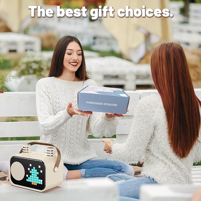 Karaoke Machine for Kids Adults, Portable Bluetooth Karaoke Speaker with 2 Wireless Microphones, Pixel Display Light, Birthday Gifts Toys for Girls & Boys Ages 3, 4, 5, 6, 7, 8, 9,10,11,12+ Years-CubbioJoy