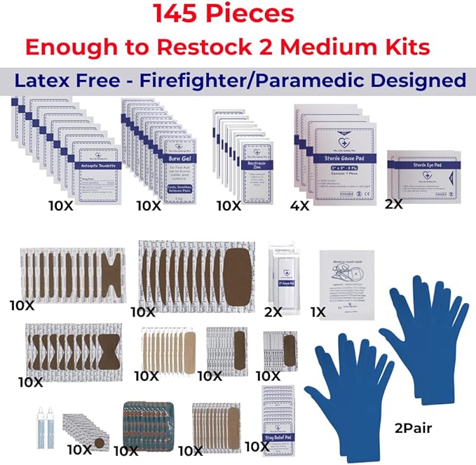 Children's First Aid Kit Refill - Xtra Large Size - 145 First Aid Supplies to Refill 2 Medium First Aid Kits from The Life Safety Pro-CubbioJoy