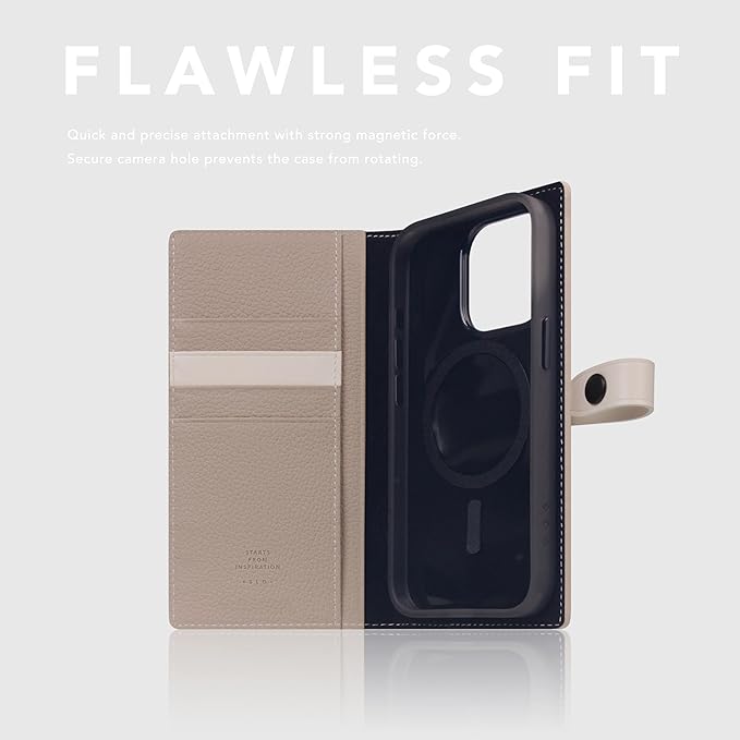 D8 Edition Full Grain Leather Wallet Case for iPhone 15 Pro - [2-in-1] Handcrafted Detachable Diary Style with Magnetic MagSafe Back Cover and Snap Closure, Gift Box Included (Light Cream)-CubbioJoy