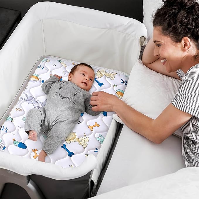 Baby Bassinet Mattress 33x 19 inches- Firm Support and Comfort Premium Foam,Noiseless and Odorless,Hypoallergenic Small Crib Mattress, Fits Moses Basket, Dual Sided with Soft Breathable Fabric-CubbioJoy