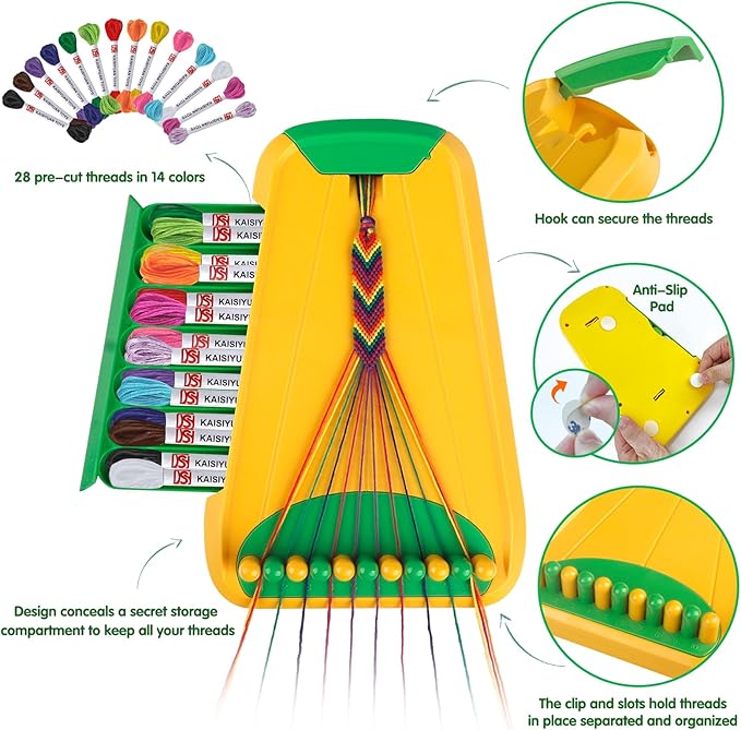 Arts and Crafts for Kids Ages 8-12,Friendship Bracelet Making Kit for Girl,Kids Jewelry Making Kit with 28 Pre-Cut Threads,Christmas Birthday Gifts for Ages 6 7 8 9 10 11 12 Year Old Green-CubbioJoy