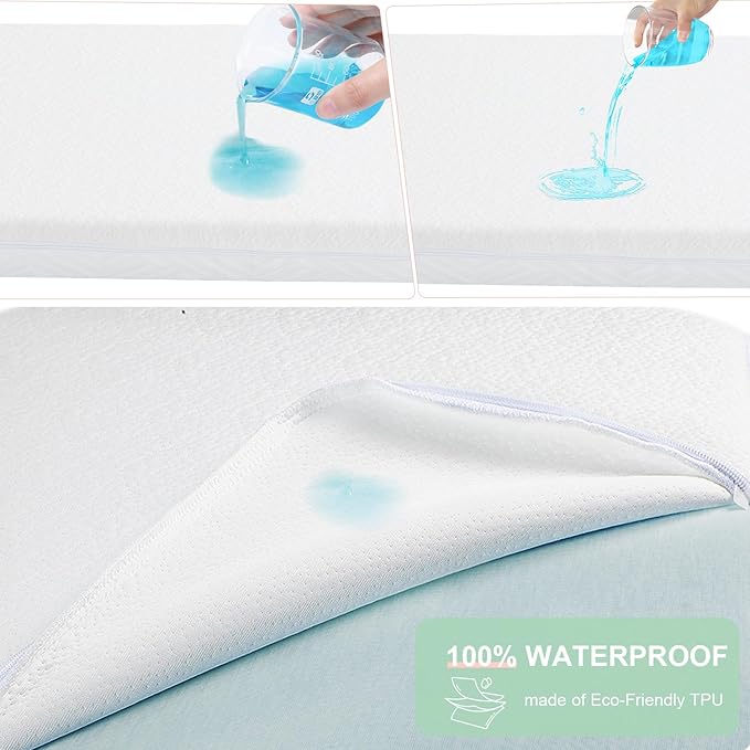 ANGELBLISS Pack and Play Mattress, 38 x 26 Pack N Play Mattress for Baby and Toddlers, Gel Memory Foam Mattress with Removable Cover, Dual Side Premium Playpen Mattress, BM-01-CubbioJoy