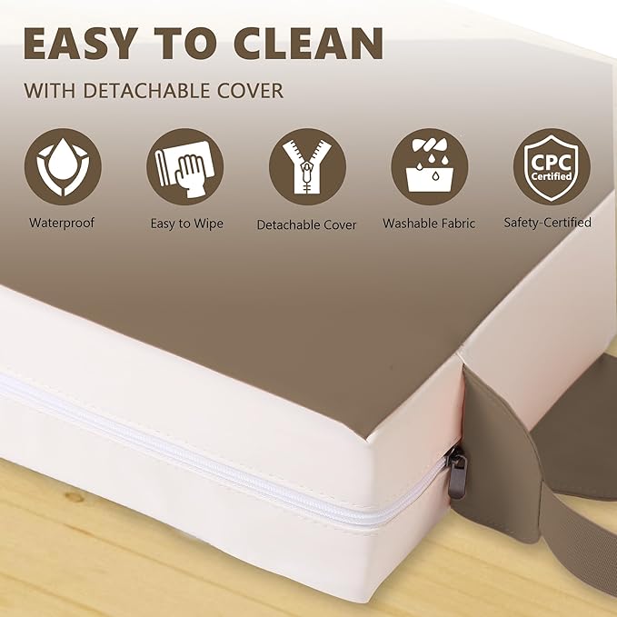 Booster Seat for Kitchen Chair with Adjustable Straps, Toddler Booster Seats for Dining Table Portable for Travel Camping Eating, Booster Cushion for Table for Baby Child Infant Kid Boy Girl-CubbioJoy