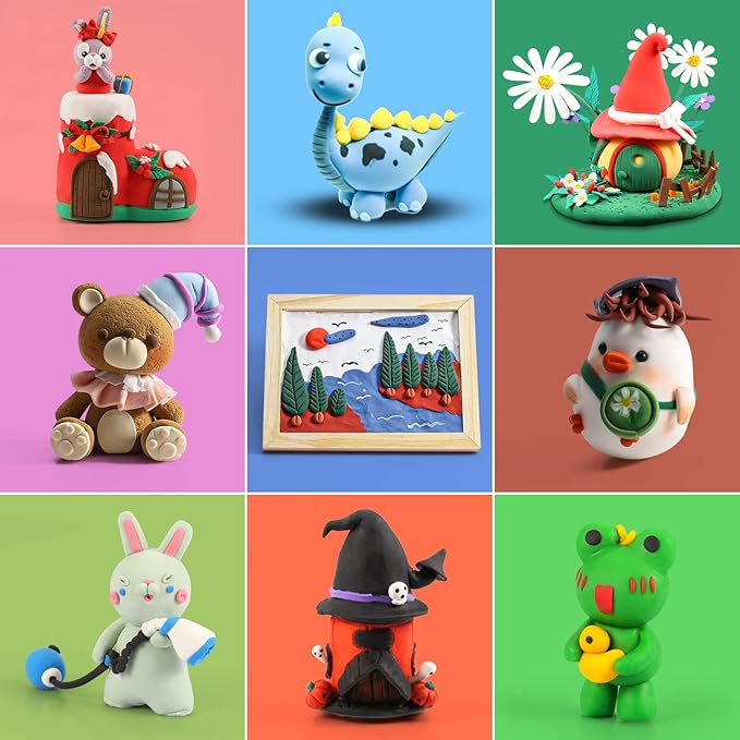 CiaraQ Modeling Clay Kit - 64 Colors Air Dry Clay with Sculpting Tools, Ideal for Crafting, DIY Projects. Easter/Halloween/Christmas Gifts.-CubbioJoy