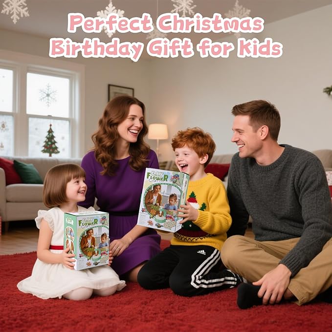 DIY Arts and Crafts Kits for Kids Ages 4-8-12 Flower Bouquet Toys Craft Kit for 4 5 6 7 8 Year Old Girls Ideas Birthday Gift,Classroom Educational Activity Toy for Toddler Kids Boys-CubbioJoy