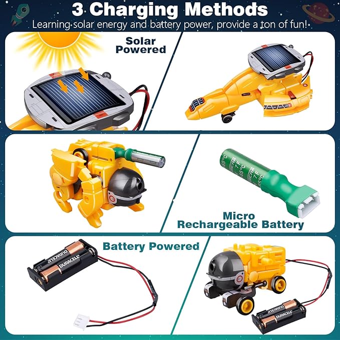 6-in-1 Solar Robot Toys for Ages 8 9 10 11 12 Year Old Boys Girls, STEM Science Kits for Kids Age 8-12, Building Experiments Robotics Kit STEM Projects for Kid Christmas Birthday Gifts (Yellow)-CubbioJoy