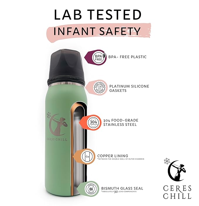 CERES CHILL OG Breastmilk Chiller, Reusable Storage Container, Up to 34 oz. - Bottle Cooler Keeps Milk at Safe Temperatures for Up to 20 Hours, Connects w/Most Pumps (White)-CubbioJoy