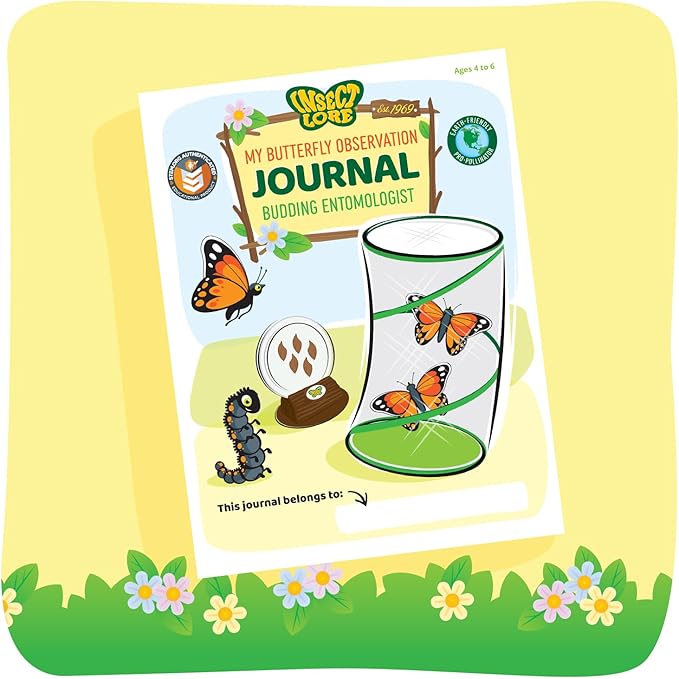 Insect Lore Butterfly Garden with 5 Live Baby Caterpillars - STEM Activity Journal, Habitat, Chrys-A-Lid Holder and Feeder Included | Raise and Release Painted Lady Butterflies-CubbioJoy