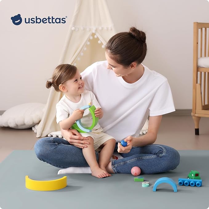 Baby Play Mat for Floor,1.3'' Thick Memory Foam Play Mat,50''x50'' Tummy Time Mat with PU Leather,Cushioned & Waterproof Playpen Mats,Non Slip Crawling Padded for Toddlers,Infants,Kids-CubbioJoy
