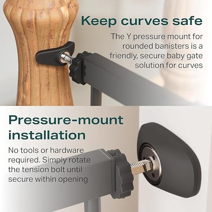 Cumbor 2 Pack 29.7-46" Baby Gate for Stairs, Mom's Choice Awards Winner-Auto Close Dog Gate for doorways, Easy Install Pressure Mounted Pet Gates indoor, Easy Walk Thru Wide Safety Gate for Dog, Black-CubbioJoy