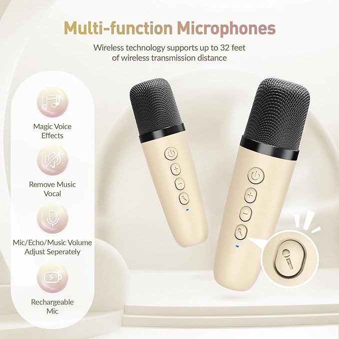 Karaoke Machine for Kids, Karaoke Gifts for Girls Ages 4, 5, 6, 7, 8, 9, 10, 12 +Year Old Birthday Party, 4-12 Years Old Christmas Toys Gift for Girls-CubbioJoy