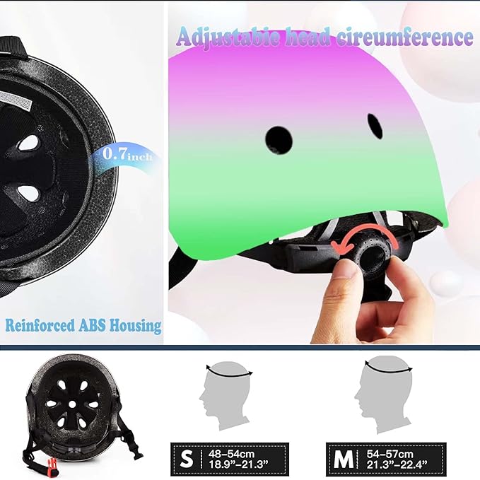 Kids Bike Helmet Set Adjustable for Children, Boys, Girls and Teenagers Aged 3-8 Years Includes Elbow, Knee, Wrist Guards Children's Helmet Protection Set for Bikes SkateboardsRollerskates-CubbioJoy