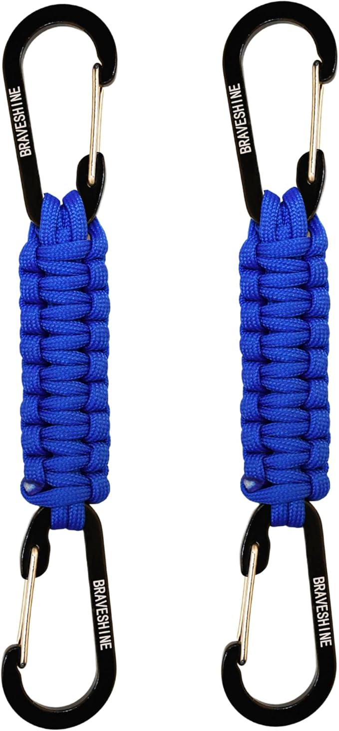 BRAVESHINE Paracord Keychain Carabiner Clip, D Ring Lanyard Hanger Stroller Hook for Water Bottle, Key, Backpacks, Men, Women-CubbioJoy