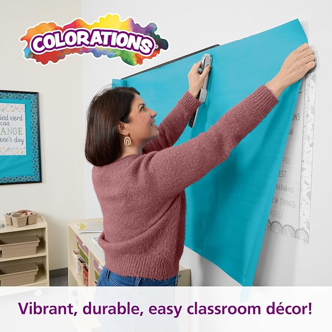 Colorations Arts and Crafts Paper Roll - 36" x 1000', Aqua, Dual Surface, Markers, Finger Paints, Painting, Watercolors, Acrylic Paints, Wall Art, Bulletin Board Paper, Kids Crafts (Item # DSLB)-CubbioJoy